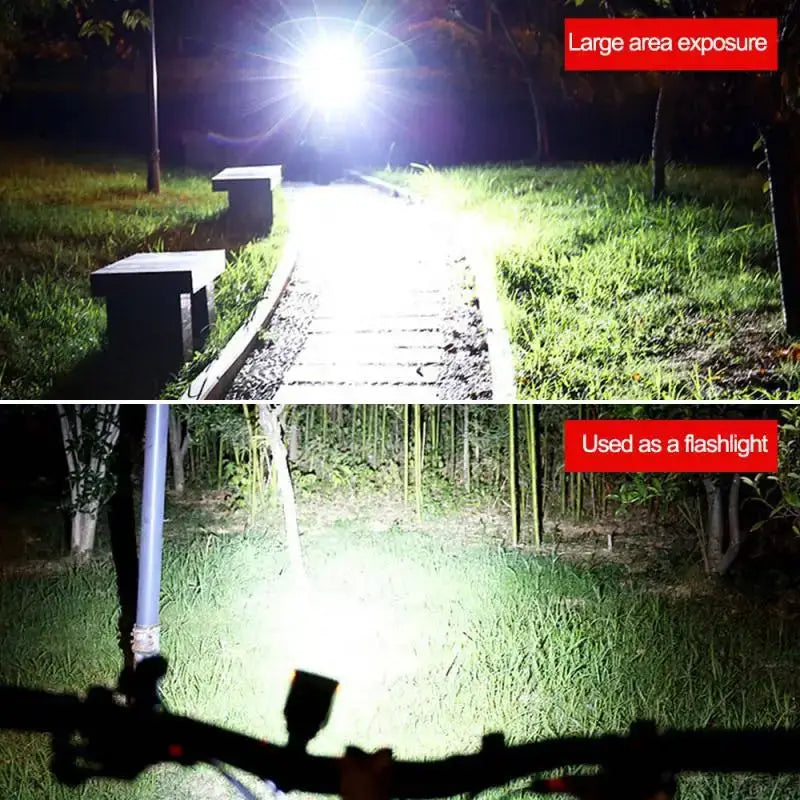 3 standen zonne-fiets koplamp met hoorn, USB oplaadbaar, LED berg