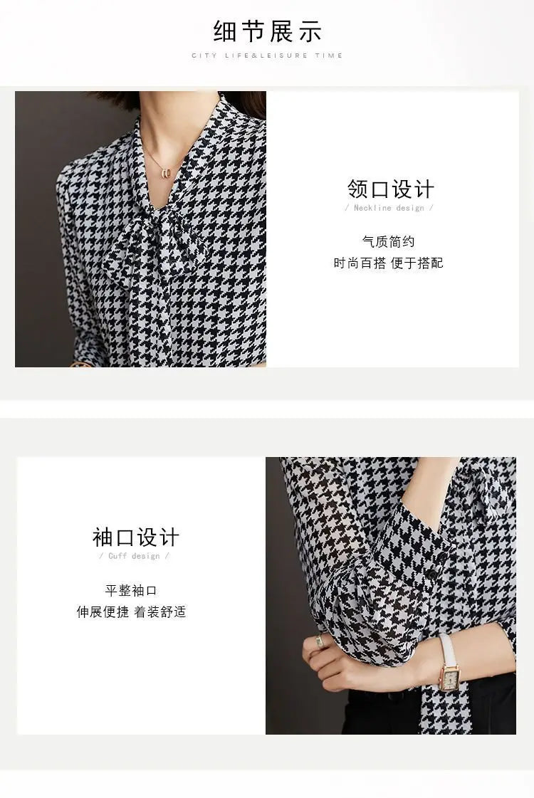Lente Herfst Sjaalkraag Mode Lange Mouw Blouse Dames High Street Casual