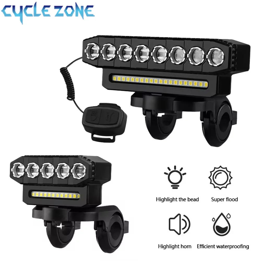5 8 LED Fiets Koplamp USB Oplaadbaar 130dB Fietshoorn Gemakkelijk te gebruiken