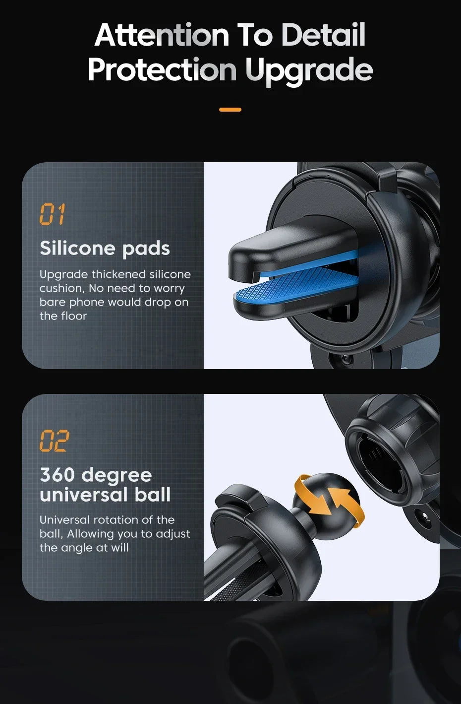 Universele 6-punts stevige opvouwbare autotelefoonhouder Gravity autohouder voor telefoon in