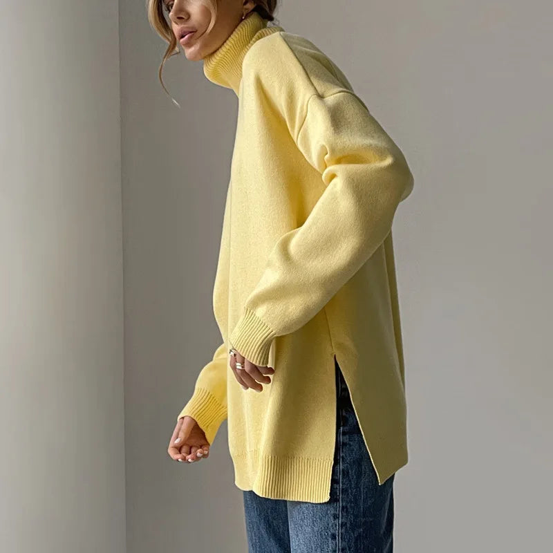 Bornladies Groene coltrui met split dames herfst en winter warm