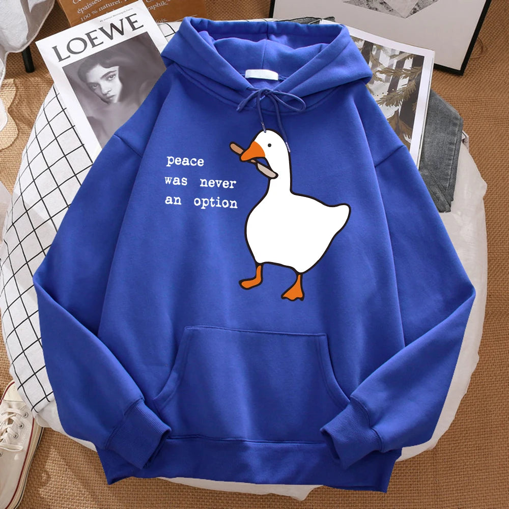Peace Was Never An Option Printed Sweatshirt Men Street Oversize Autumn Hooded