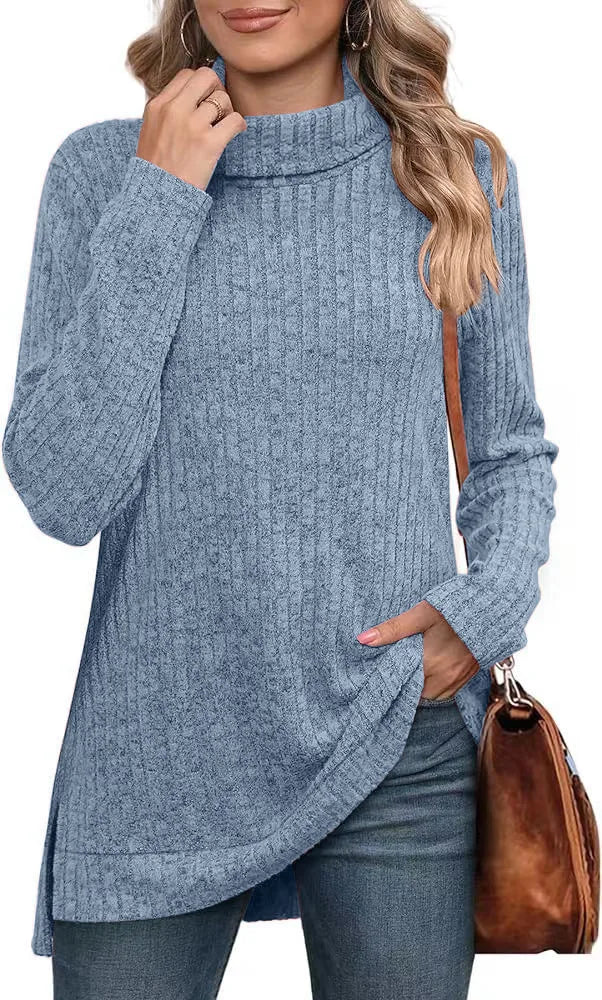 Effen herfst dames oversized coltrui truien lange mouwen