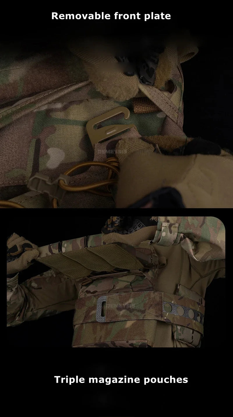 Tactical Vest Airsoft Plate Carrier Military Training Modular Molle System with Triple Magazine