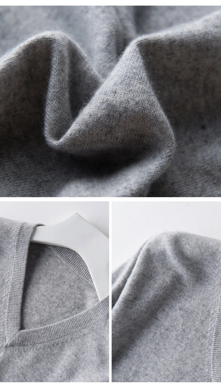 Classic Pullover V Neck Sweater Men Autumn Winter Cashmere Cotton Blend Warm Jumper Clothes Pull