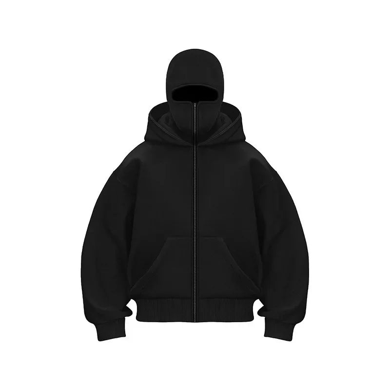 Autumn Ins Hooded Zip Up Sweatshirt Jacket Double Hood Unisex Couple Top for