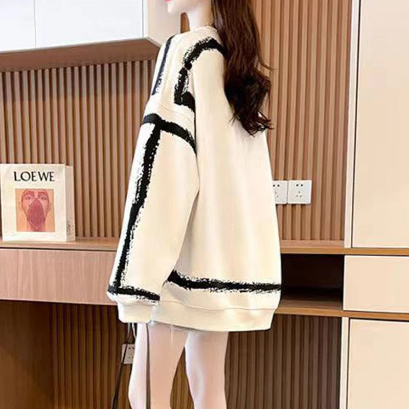 Dameskleding Koreaanse vlinderprint streetwear Y2K sweatshirt casual oversized tuniek hoodie O