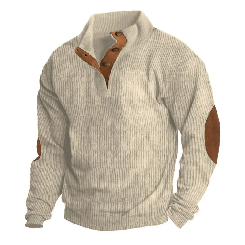 Men s Outdoor Jacket 3D Digital Print Casual Collar Long Sleeve Four Button Sweatshirt Loose Fit