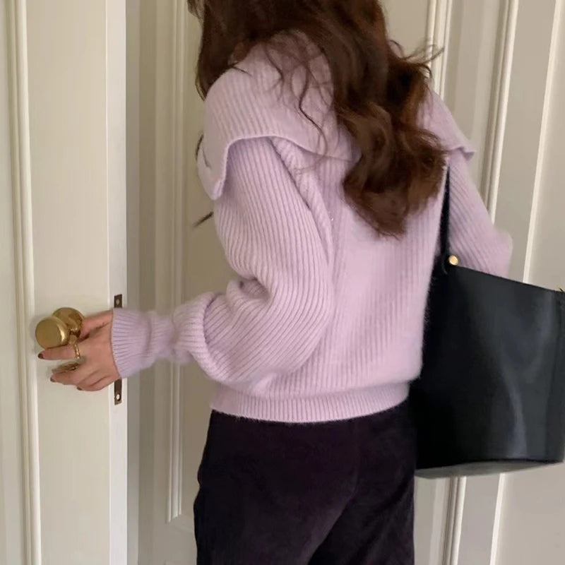 Heliar Dames Rits Cardigan Trui Omslagkraag Effen Gebreid Los Casual