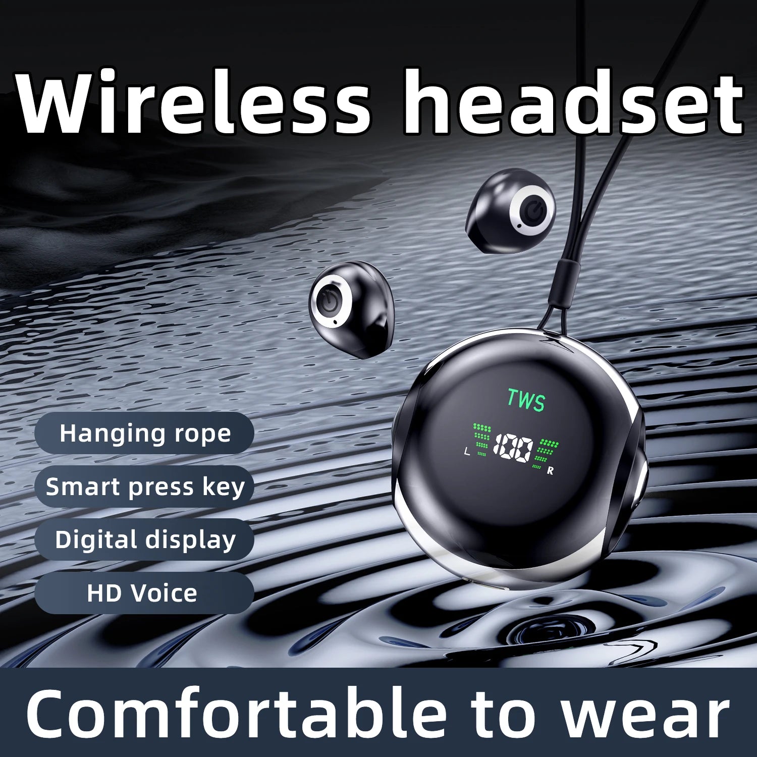 Hanging Rope Bluetooth Earphones With Dual Ear Ultra Small And Mini Semi In