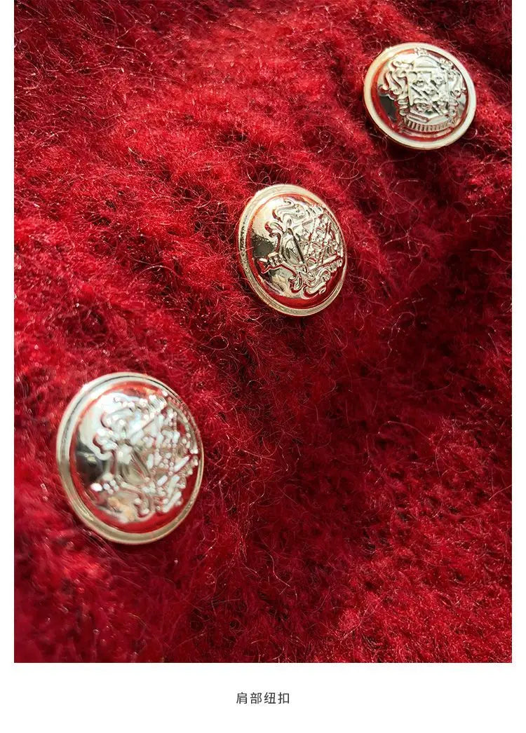 Kerstrode losse trui voor dames, herfst- en wintermode, gebreide top, dik