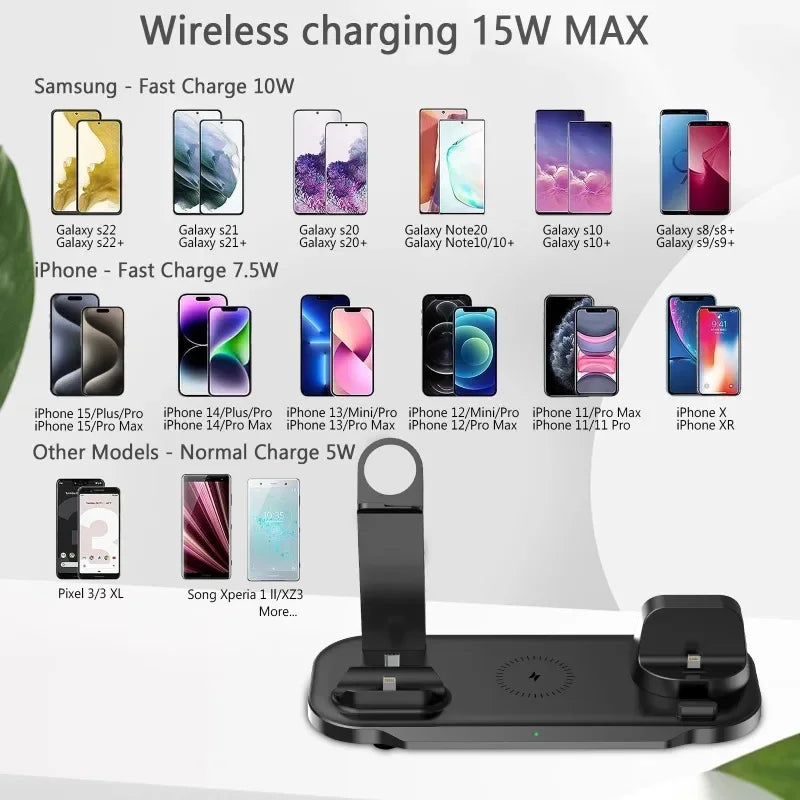 Multifunctionele draadloze opladerstandaard voor Samsung iPhone 16, 15, 14, 13 Pro Max