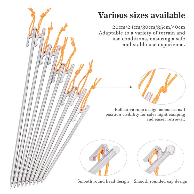 Boundless Voyage Titanium Alloy Tent Pegs Heavy Duty Nails Camping Stakes Hard