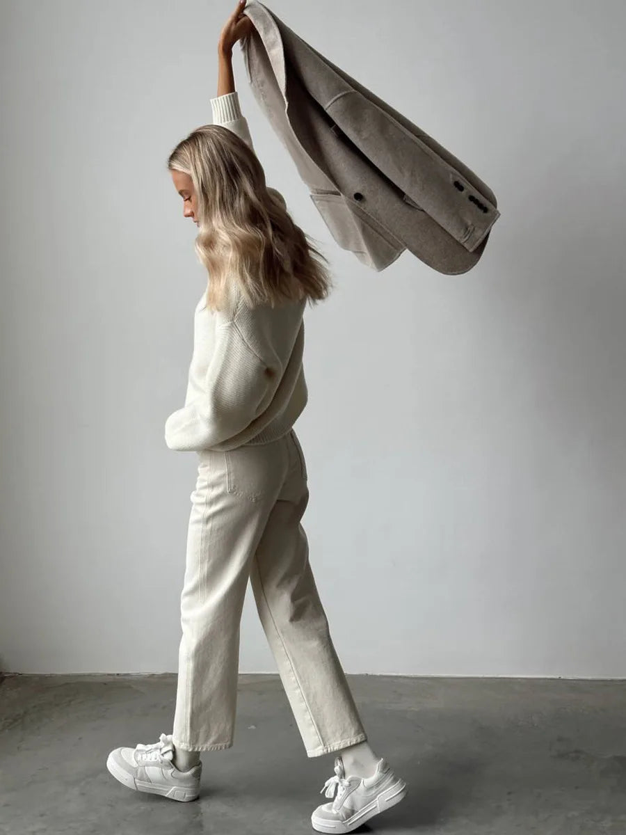 Bornladies Knitted Round Neck Sweater Women s Autumn Winter Loose Casual Thick