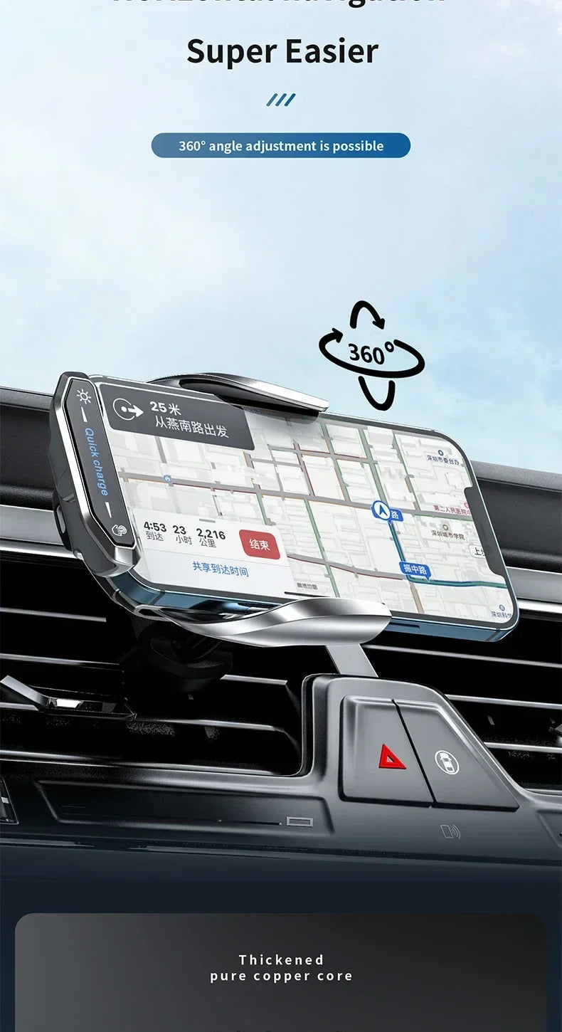Draadloze oplader auto telefoonhouder standaard 15W snellaadstation voor iPhone
