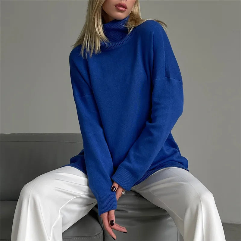 Bornladies Groene coltrui met split dames herfst en winter warm