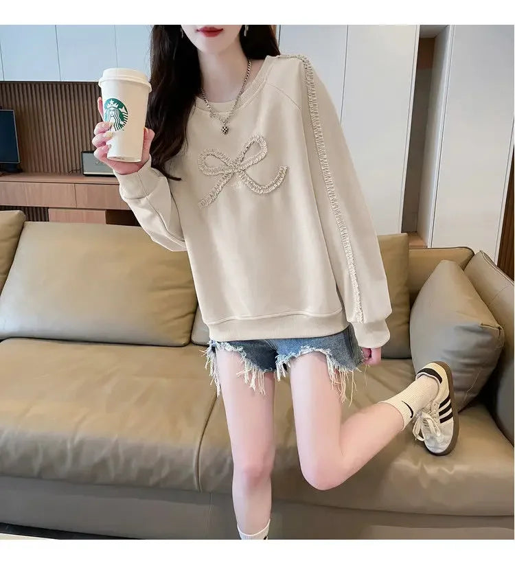 Dames Sweatshirt Los Groot Maat Ontwerp Eenvoudig Leeftijdsverminderend Afslankend Vleesbedekkende Trui Lang