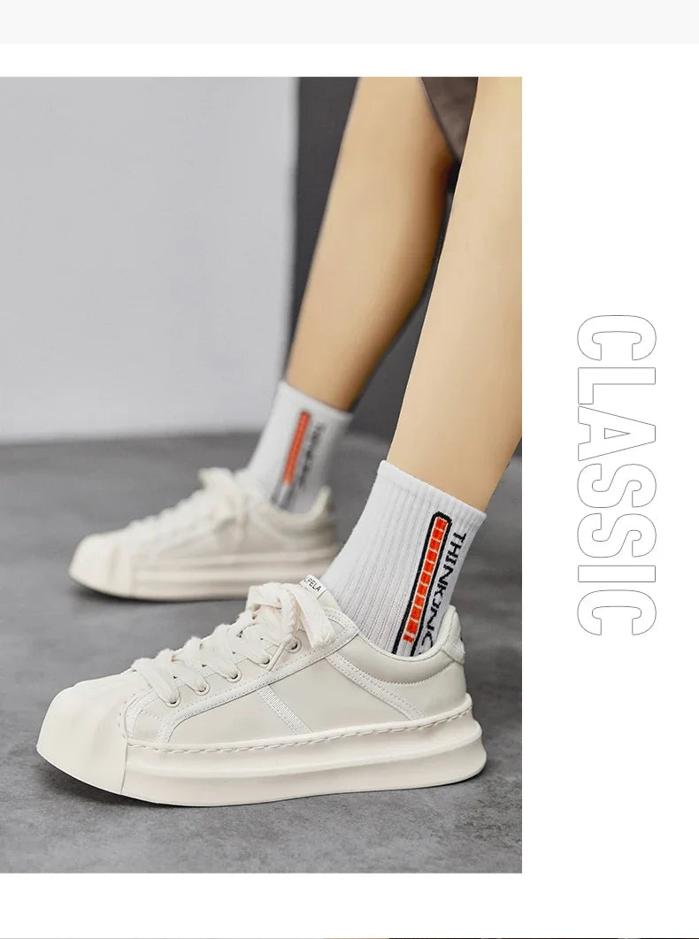 Casual Trendy Summer Shell Head Men s Shoes Breathable Niche Design Sensibility Sports White