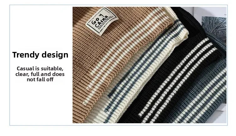 Casual round Neck Knitted Sweater Men s Base Layer Trendy Autumn Winter Style