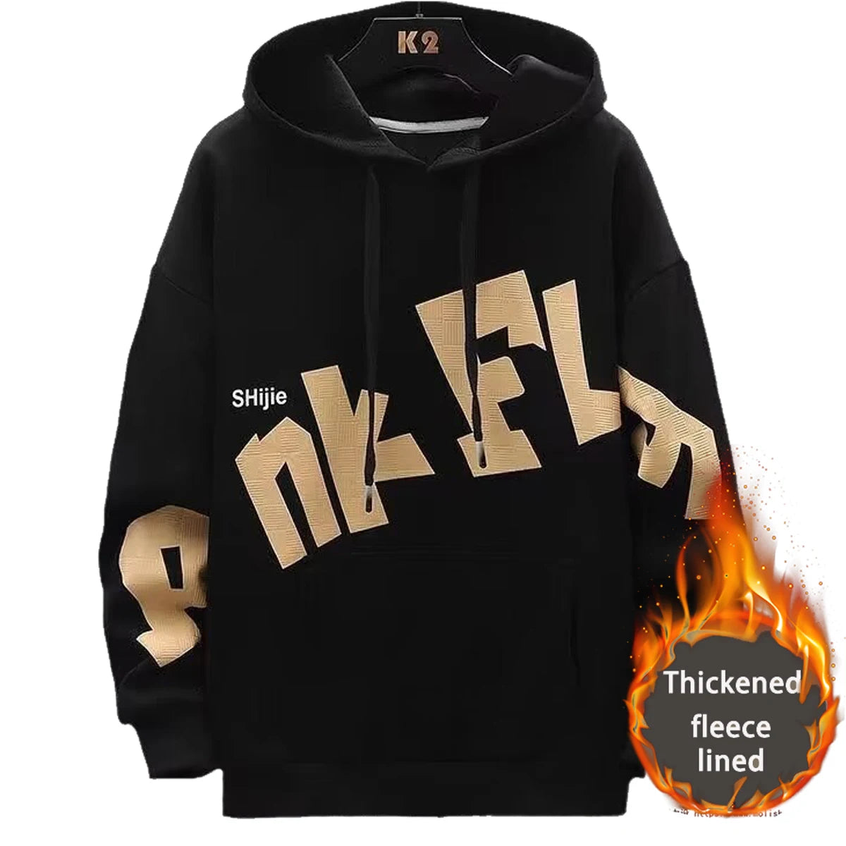 Men s Hooded Sweatshirt With Printed Pattern Thickened Fleece Hoodie Youth Autumn Winter Couple