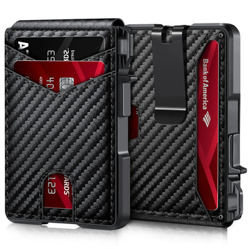 Mens Wallet Tactical Bifold Wallets for Men Metal Rfid Blocking Aluminum Money