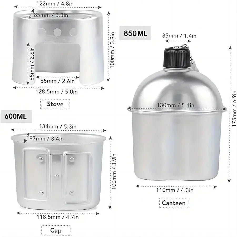Outdoor Military Canteen Aluminum Alloy Canteen Multi Functional Water Bottle
