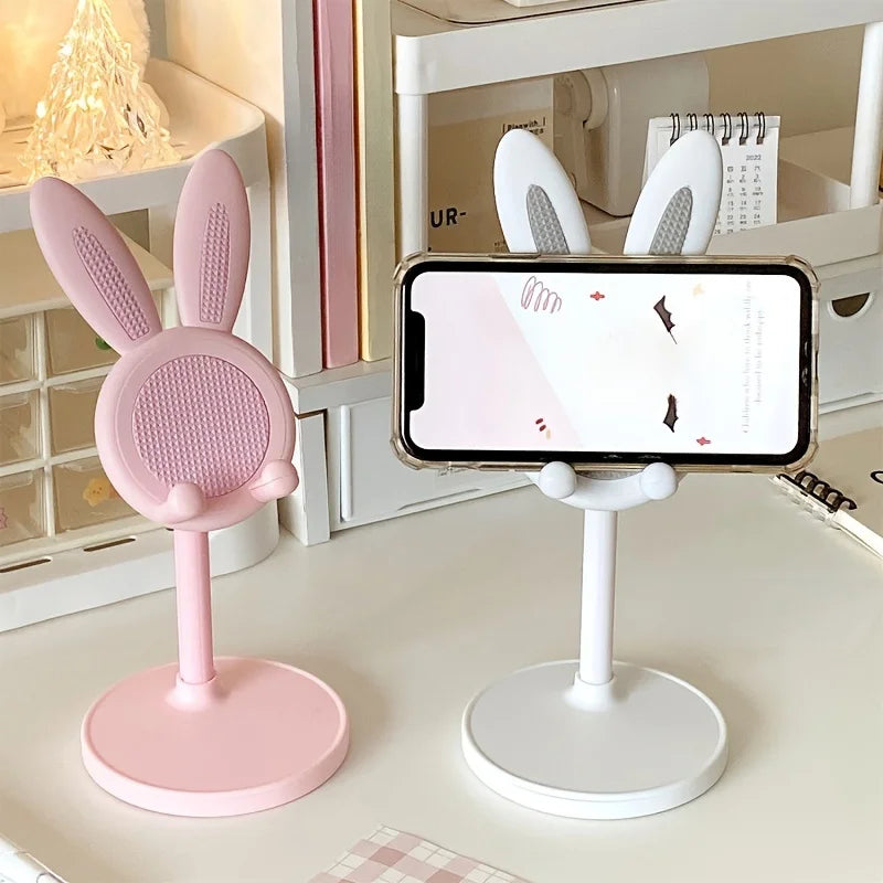 Schattige cartoon konijn telefoonstandaard verstelbaar en compatibel met iPhone, Kindle