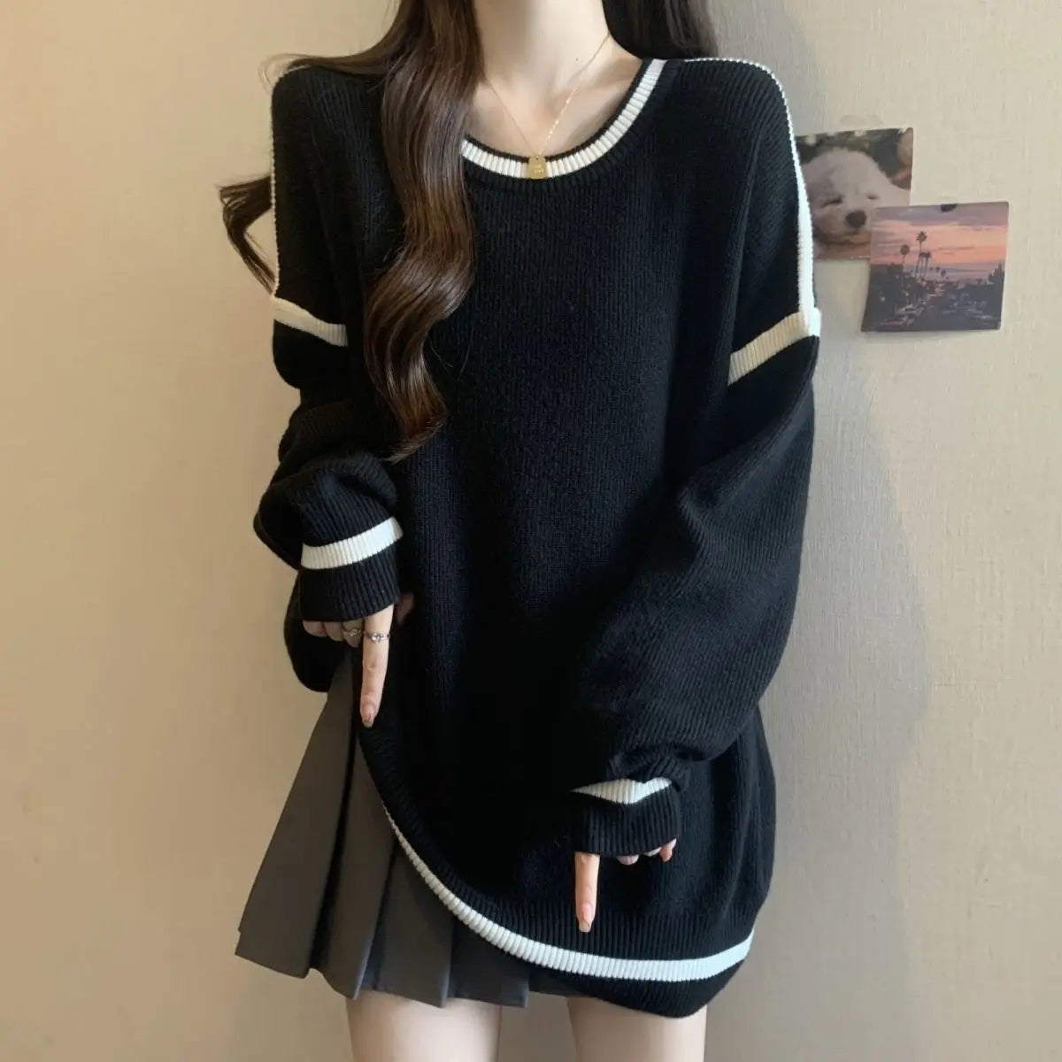Plus Size Women s Round Neck Loose Slim Sweatshirt Versatile Knitted Top