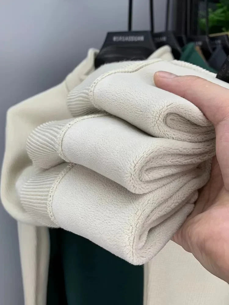 Thickened Fleece Zipper Hoodie Men s Long Sleeve Stand Collar Warm Outerwear Shirt Autumn Winter