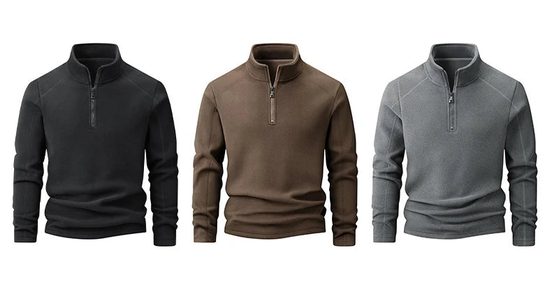 Plus Velvet Sweater Men s L 9XL Large Size Winter Polar Fleece Stand up Collar Half zipper Long