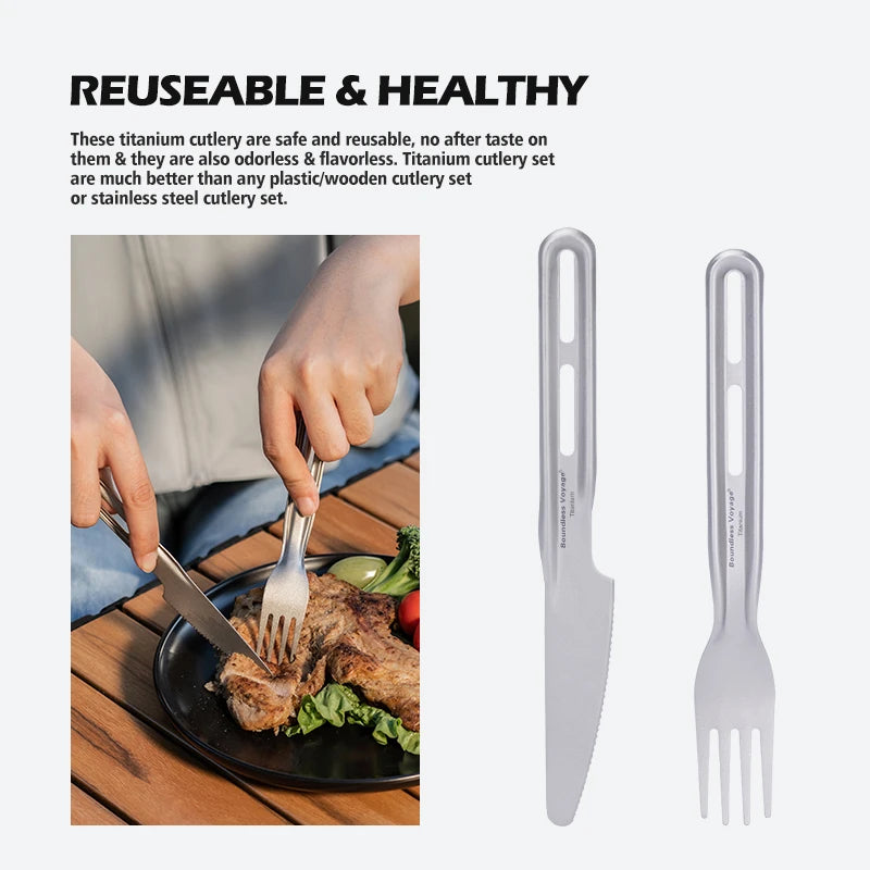 Boundless Voyage Camping Cutlery Set Titanium Knife Spoon Fork Chopsticks