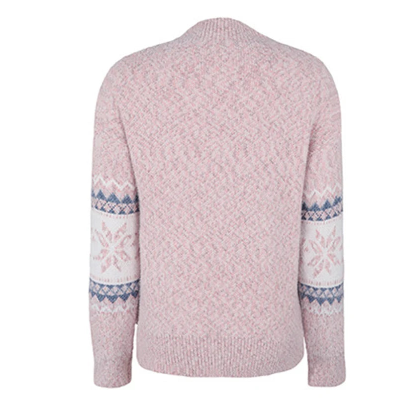 Kerstmixkleur gebreide trui dames met omslagkraag truien dames herfst