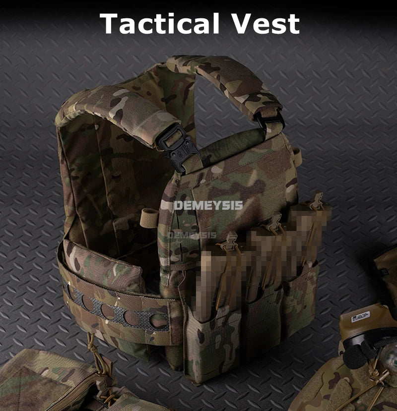 Tactical Vest Airsoft Plate Carrier Military Training Modular Molle System with Triple Magazine
