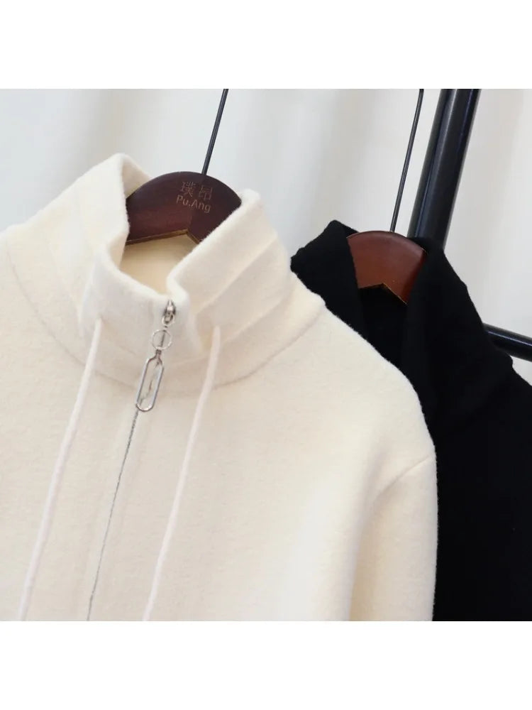 Herfst Winter Casual Losse Alle Maten Rits Gebreide Cardigan Rias Party Rood