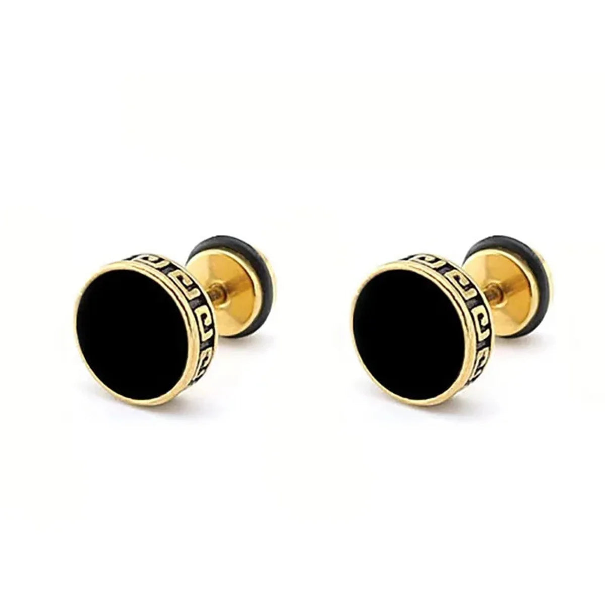 2pcs 316l Stainless Steel Vintage Flat Back Stud Earrings for Men Women