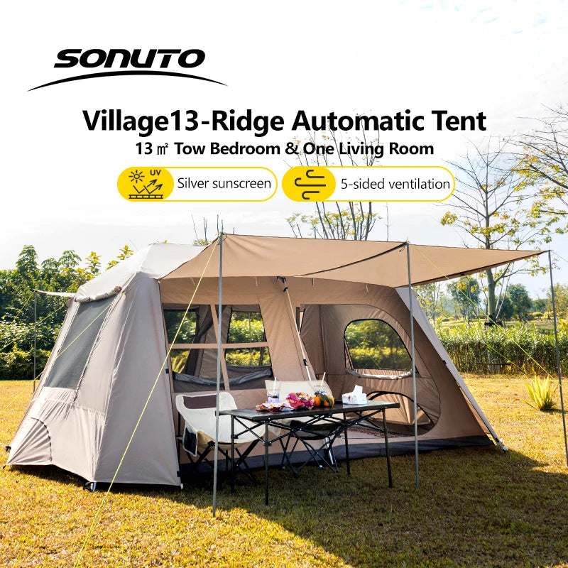 Sonuto Quick Setup Large Camping Automatic Tent 4 7 Person Double Hall Ridge