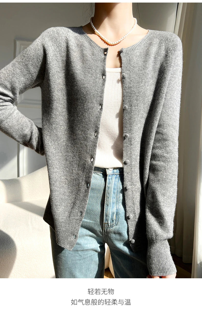 Женские кардиганы WinvyNee из 100% шерсти, свитер, однотонные, повседневные, тёплые, верхняя одежда, трикотаж