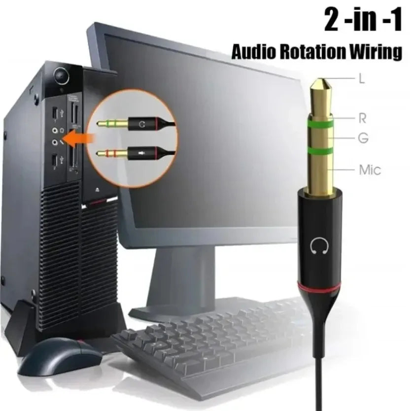 Hoofdtelefoon-microfoon-audioconverter-splitter voor computer 3,5 mm vrouwelijk naar