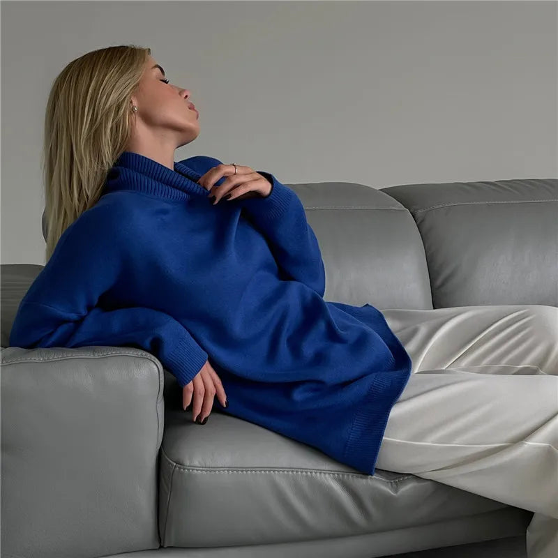 Bornladies Groene coltrui met split dames herfst en winter warm