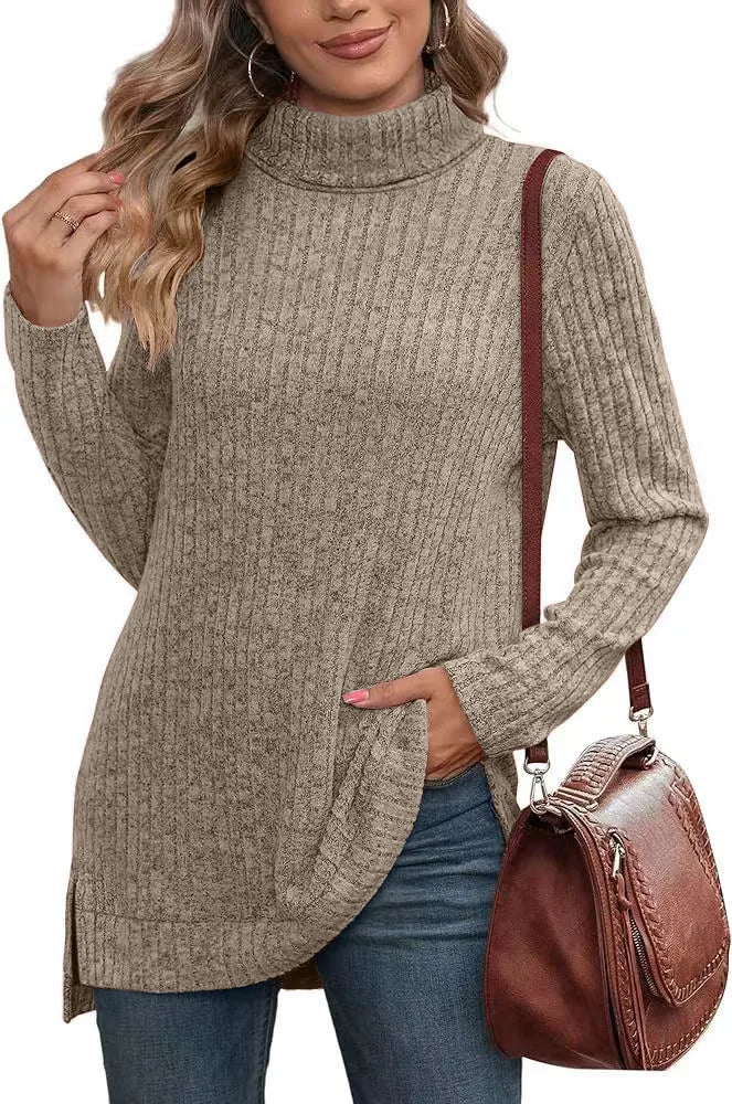 Effen herfst dames oversized coltrui truien lange mouwen