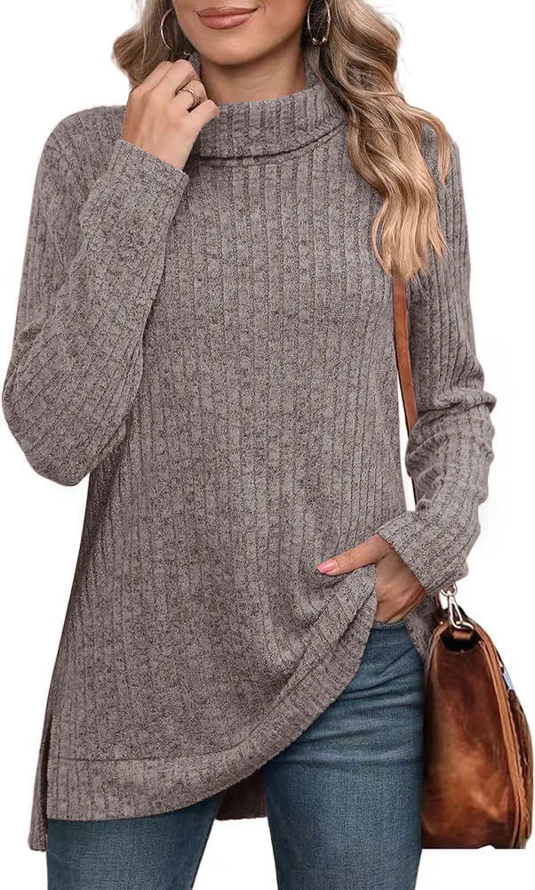 Effen herfst dames oversized coltrui truien lange mouwen