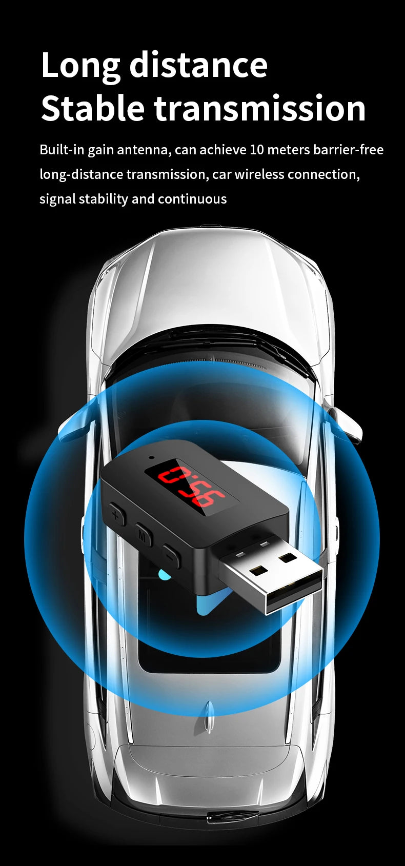Bluetooth 5.4 Auto Zender Ontvanger Handsfree Bellen Autokit Mini USB Voeding