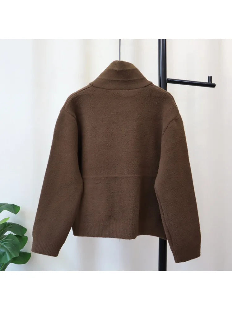 Herfst Winter Casual Losse Alle Maten Rits Gebreide Cardigan Rias Party Rood