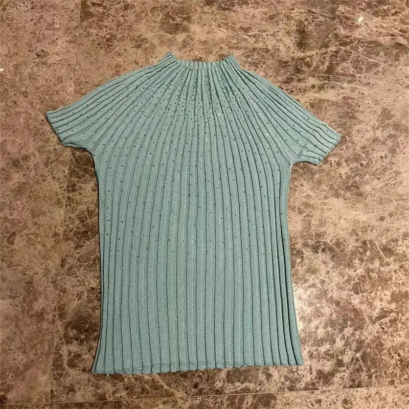 Slanke Diamond Ice Silk dunne trui top voor vrouwen Sweet Girl Slim en slank