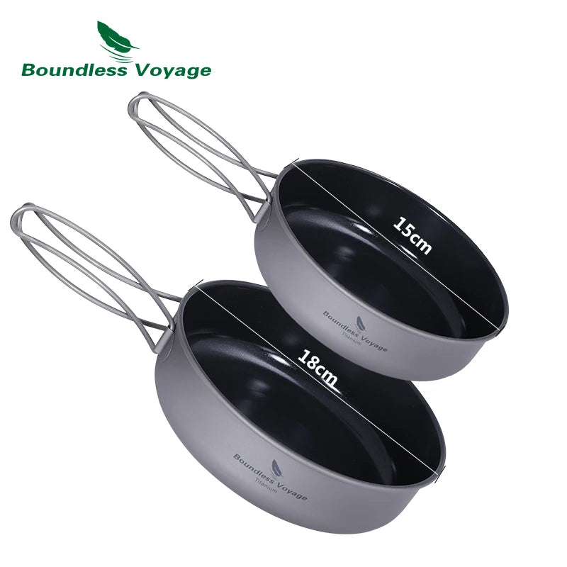 Boundless Voyage Non stick Frying Pan Titanium Skillet Camping Pan Outdoor