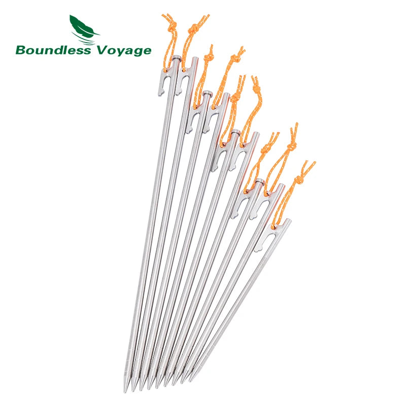Boundless Voyage Titanium Alloy Tent Pegs Heavy Duty Nails Camping Stakes Hard
