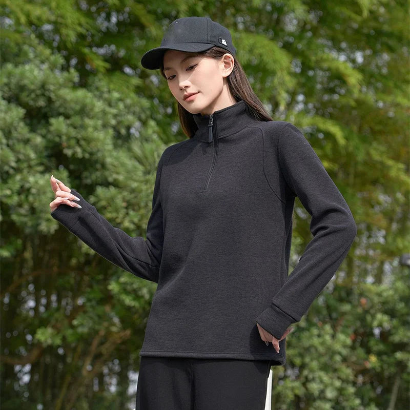 Dames Kwart Rits Pullover Herfst Winter Opstaande Kraag Sweatshirt voor