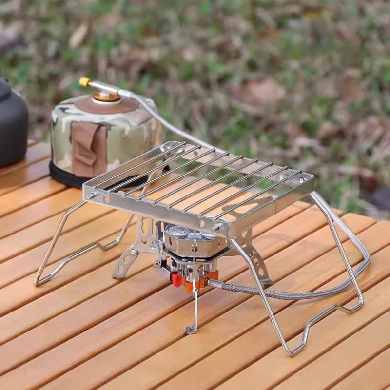 Outdoor Stainless Steel Camping Stove Holder Portable Folding Mini Barbecue Rack
