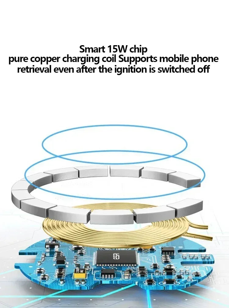 Magnetische auto mobiele telefoonhouder, draadloze oplader voor iPhone 15, 14, 13 en 12