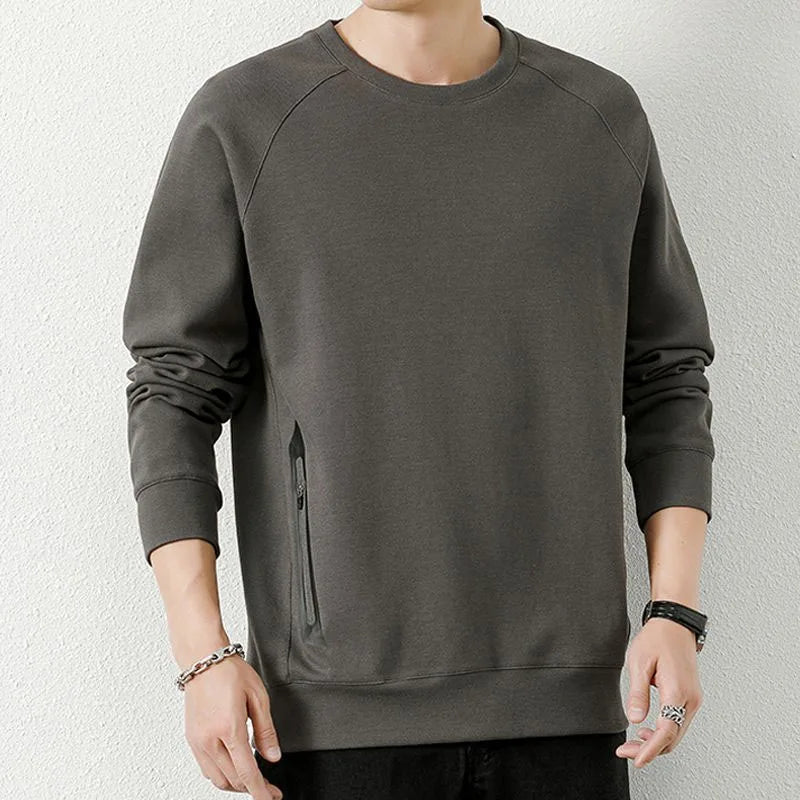 Spring and Autumn Fashion Korean Edition Solid Round Neck Loose Versatile and